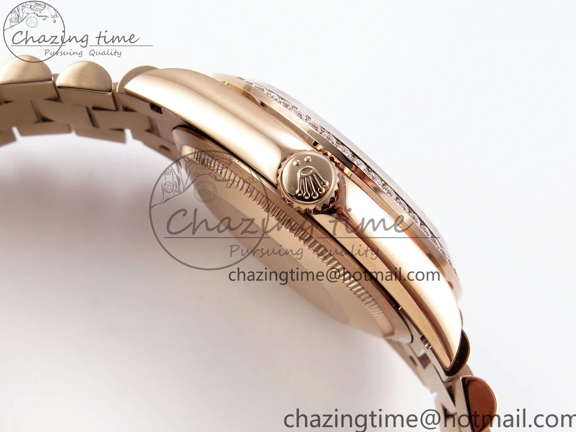 MiroTime 0321 ZipUp Day Date 36 RG TWSF Best Edition Blue Roman Diamonds Dial Diamonds Bezel on RG Bracelet A 1607